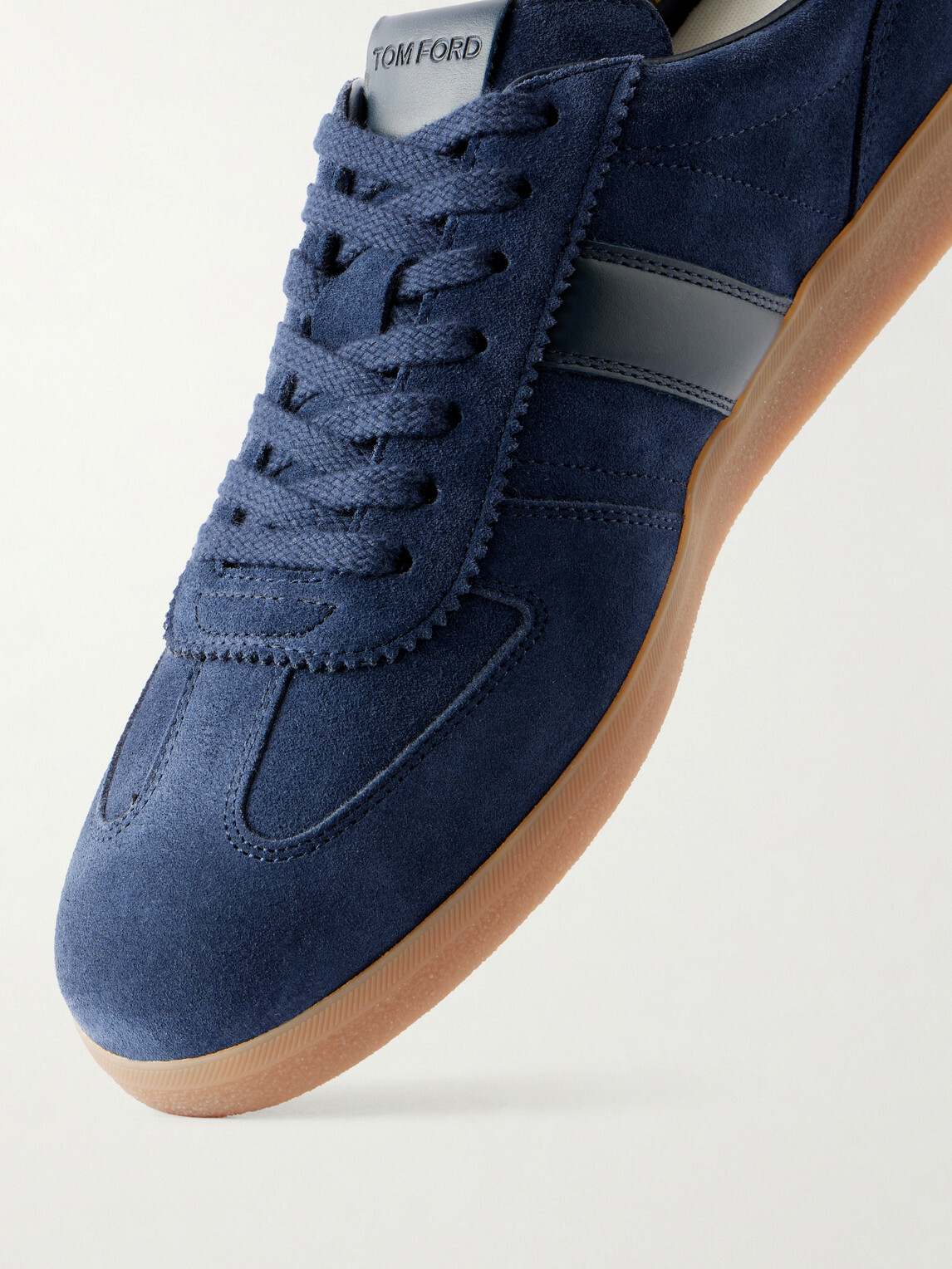 TOM FORD - Leather-Trimmed Suede Sneakers - Blue
