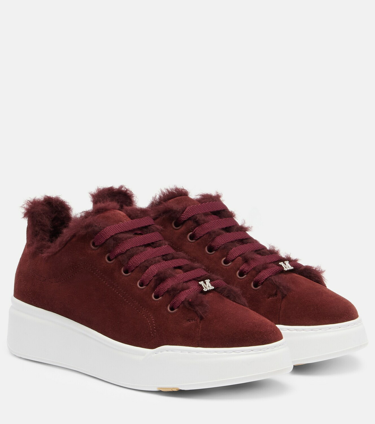 Max Mara Tmaxi Teddy-trimmed suede sneakers