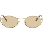Miu Miu Eyewear Gold Metal Oval Sunglasses