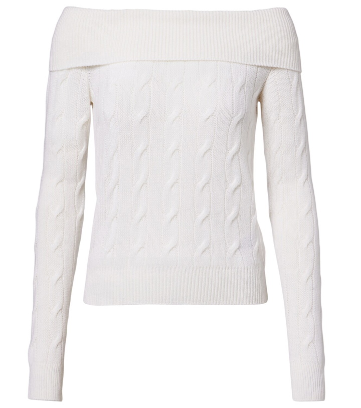 Photo: Ralph Lauren Collection Cable-knit off-shoulder cashmere sweater