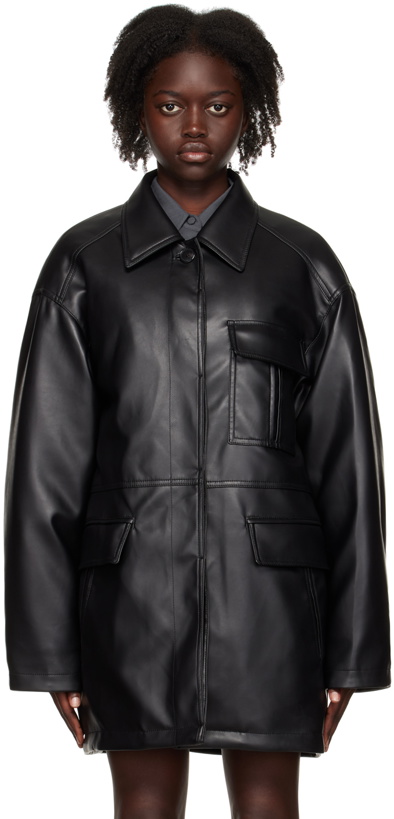 Photo: System Black Faux-Leather Jacket