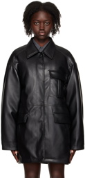 System Black Faux-Leather Jacket