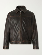 Mr P. - Distressed Leather Jacket - Brown