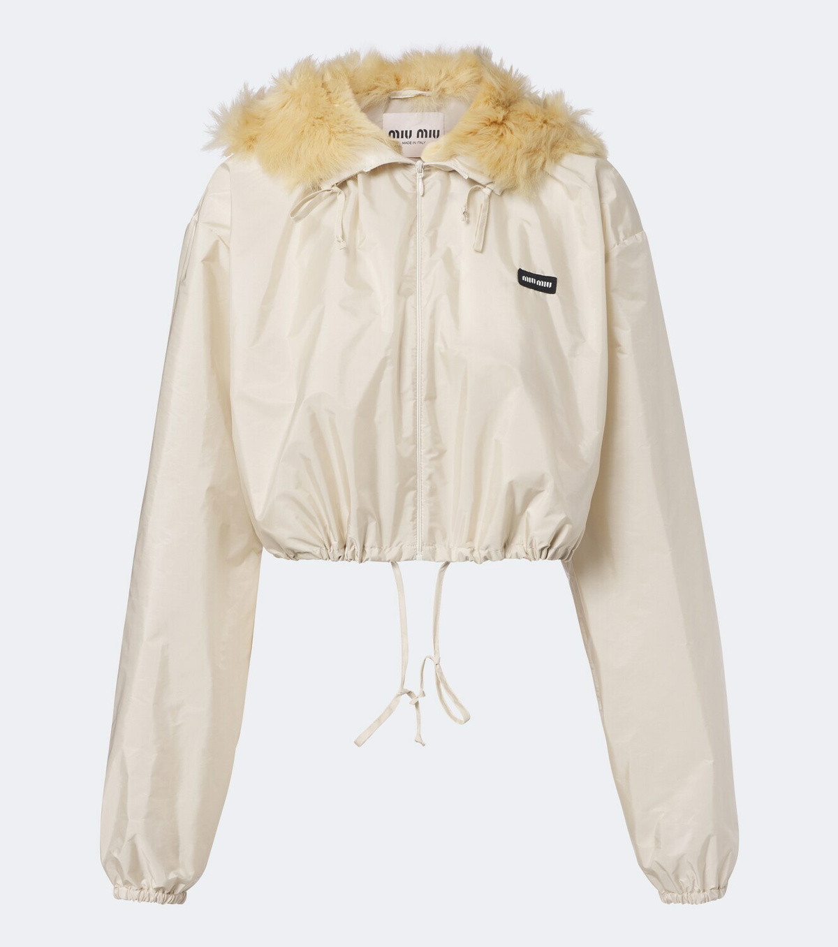 Miu Miu Cropped hooded shearling-trimmed jacket