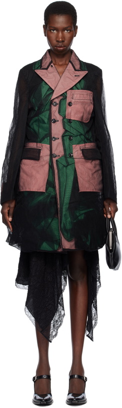 Photo: Comme des Garçons Homme Plus Black & Green Nylon Tulle & Polyester Gabardine Coat