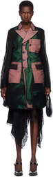 Comme des Garçons Homme Plus Black & Green Nylon Tulle & Polyester Gabardine Coat