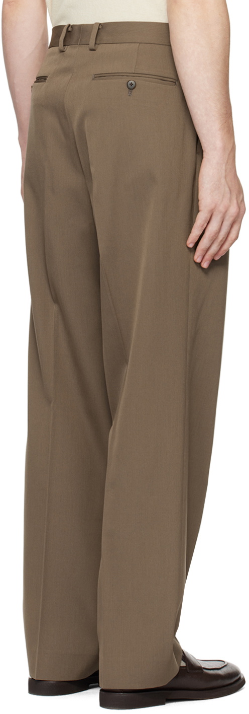 AURALEE Taupe Light Wool Max Gabardine Two-Tuck Trousers Auralee