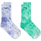 Nike Men's Tiedye Sock - 2 Pack in Multi