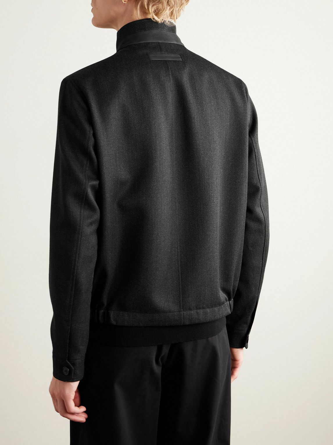 Zegna - Nubuck-Trimmed Virgin Wool-Twill Jacket - Gray