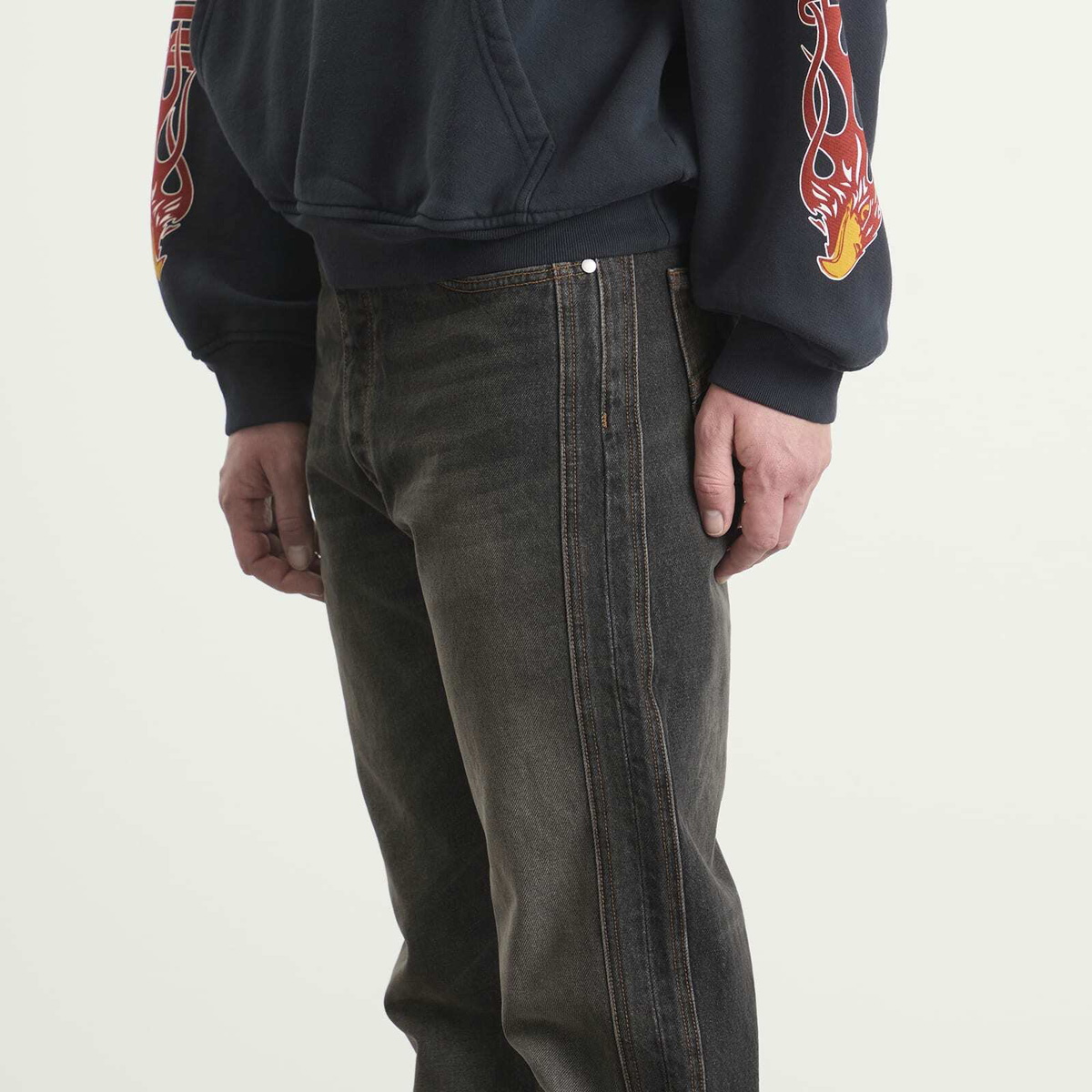 Rhude Men's 90S Traxedo Denim Jeans in Agoura Black