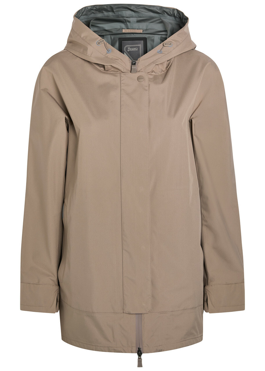 Herno Hooded Brushed Shell Jacket Taupe