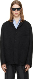 Jil Sander Gray Wool Chevron Jacket