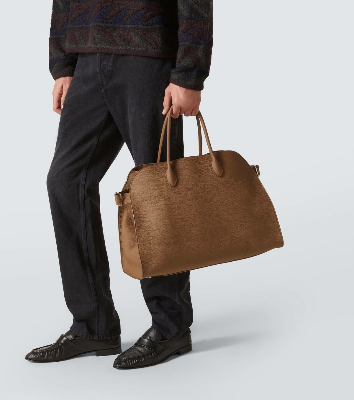 トートバッグ THE ROW TOTE BAG MERLO 17 DARK BROWN Marlo 17 Bag Black in Leather – The Row