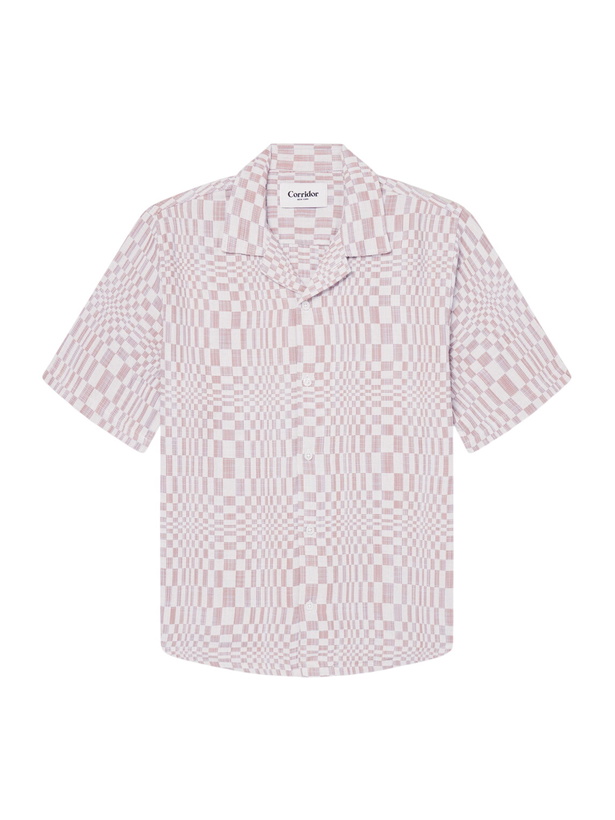 Photo: Corridor - High Focus Camp-Collar Checked Cotton Shirt - Red
