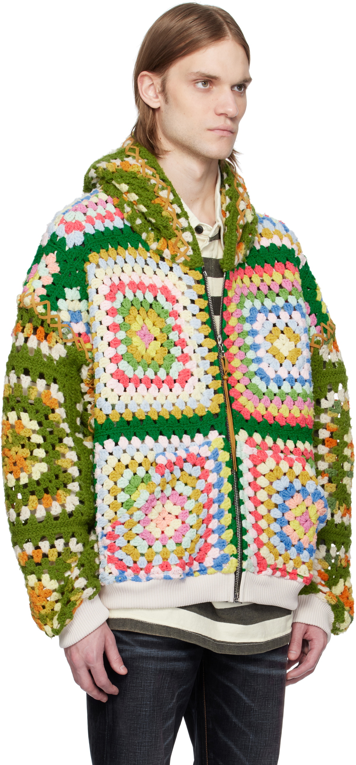 COÛT DE LA LIBERTÉ Multicolor Lydia One Of A Kind Square Flower Crochet Hoodie