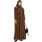 Balenciaga Brown Cable Knit Faux Fur Coat