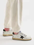 Golden Goose - Ballstar Distressed Leather and Suede Sneakers - White