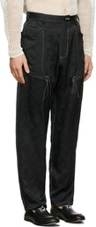 Sulvam Black Stitch Slacks Trousers