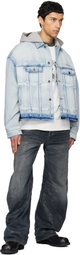 We11done Blue Layered Denim Jacket