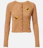 Shushu/Tong Beaded floral cotton-blend cardigan