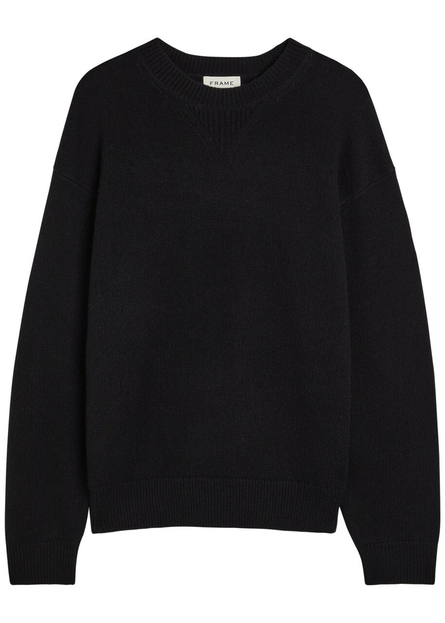 Frame Suede Patch Wool-blend Jumper Black