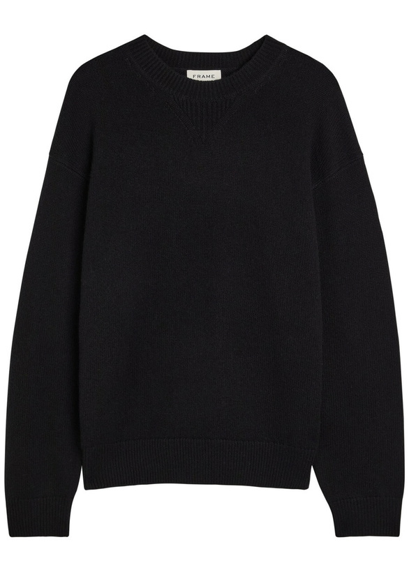 Photo: Frame Suede Patch Wool-blend Jumper Black