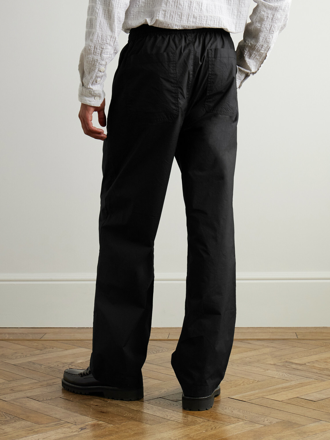 Folk - Straight-Leg Pleated Stretch Cotton-Ripstop Trousers - Black