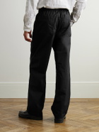Folk - Straight-Leg Pleated Stretch Cotton-Ripstop Trousers - Black