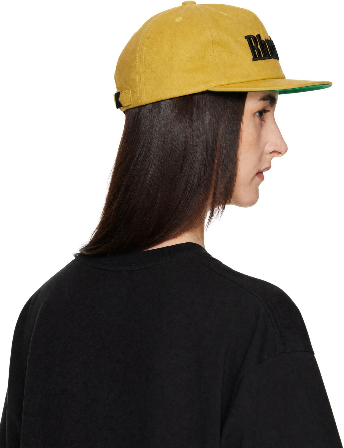 Rhude Yellow 'Rhude' Logo Leather Cap