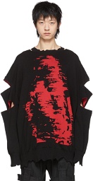 TAKAHIROMIYASHITA TheSoloist. Black Cotton Distressed Sweatshirt