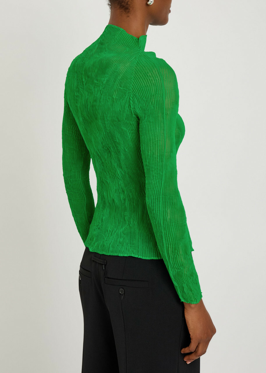 Issey Miyake Pleated Chiffon top Green