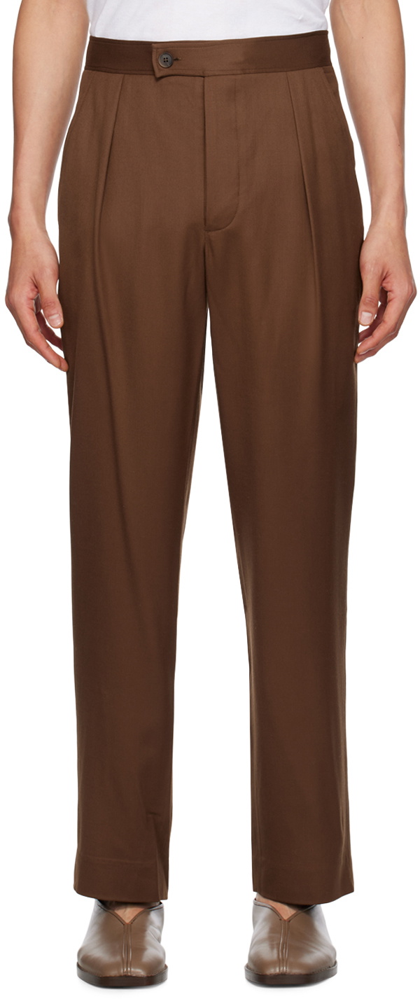King & Tuckfield Brown Pleat Trousers