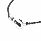 Mikia Men's Silver Chain Cord Bracelet in Jet