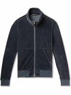 TOM FORD - Cotton-Blend Velour Track Jacket - Blue