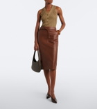 Max Mara Leather midi skirt