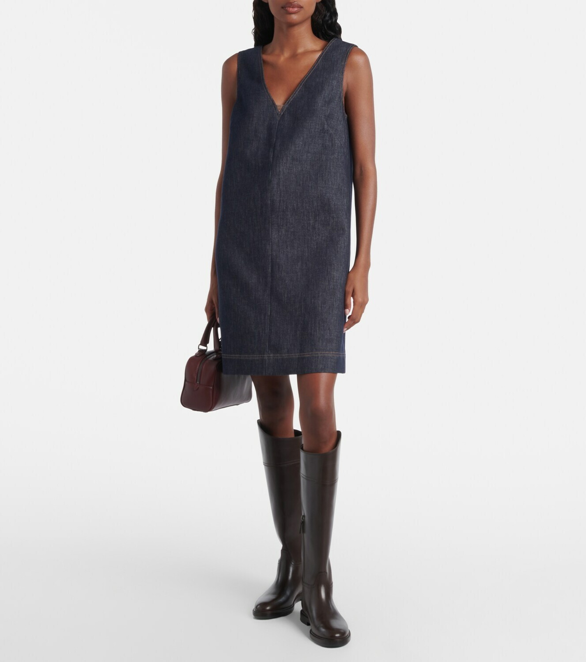 Brunello Cucinelli Monili cotton twill minidress