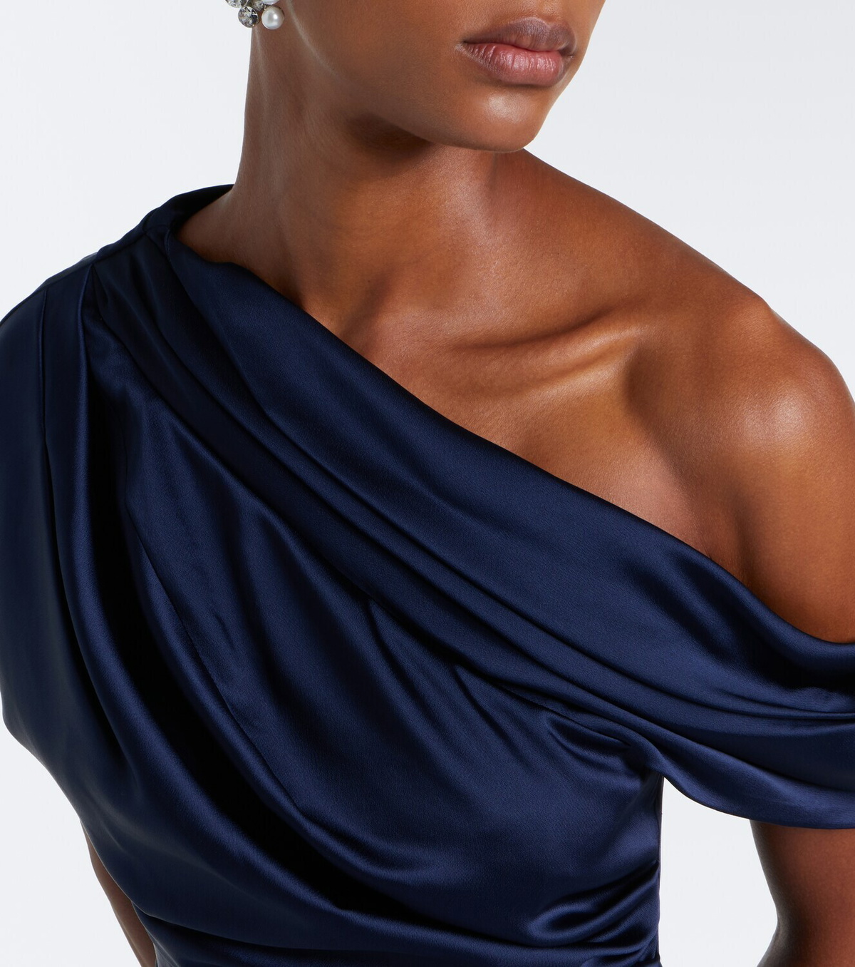 Simkhai Phoebe one-shoulder draped satin top