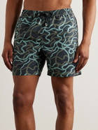 Mr P. - Straight-Leg Mid-Length Printed Swim Shorts - Blue