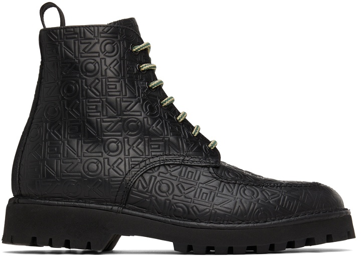 Photo: Kenzo Black Leather K-Mount Laced Ankle Boots