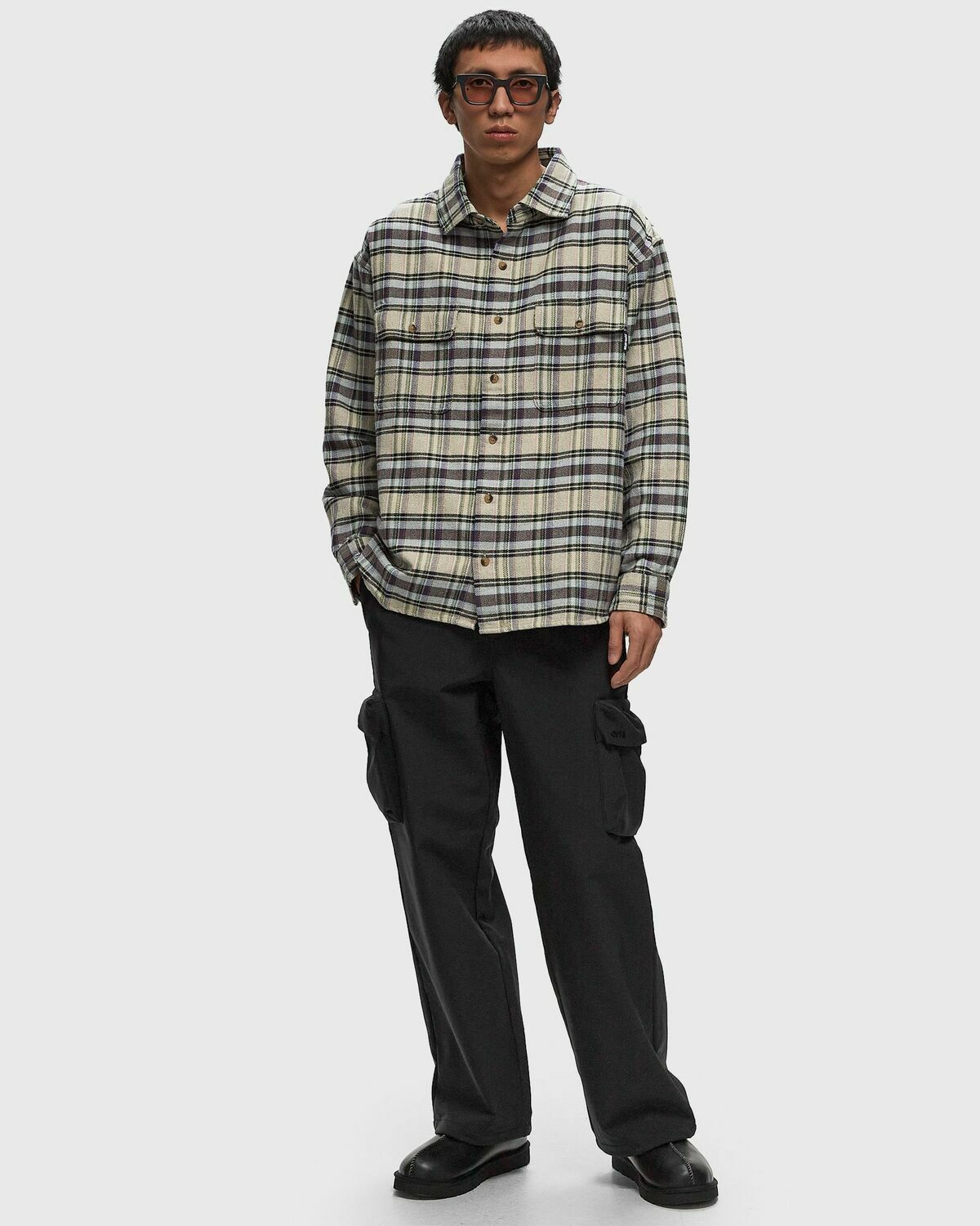 Fucking Awesome Rusty Plaid Flannel Grey/Beige Longsleeves
