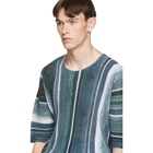 Homme Plisse Issey Miyake Grey and Blue Striped T-Shirt