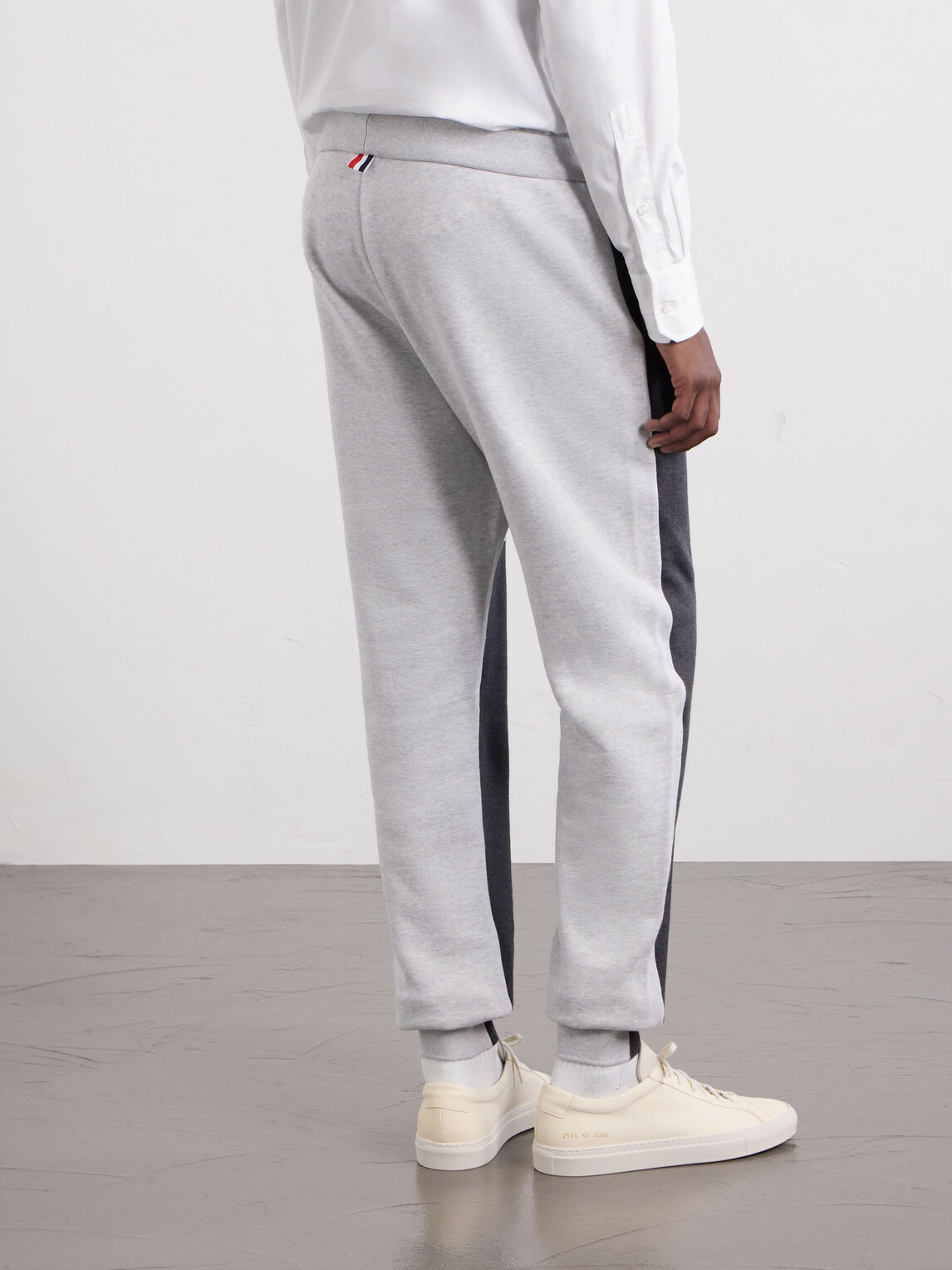 Thom Browne - Tapered Striped Cotton-Jersey Sweatpants - Gray