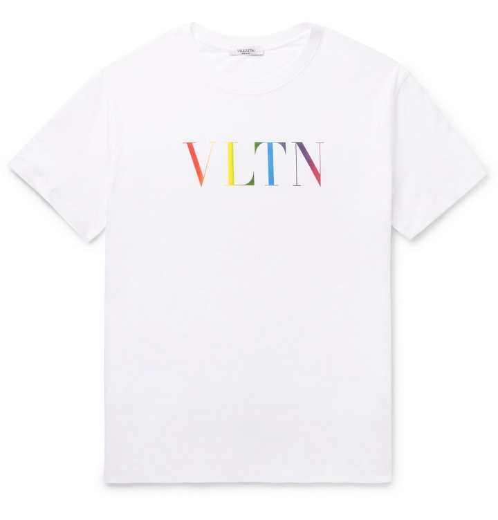 Photo: VALENTINO - Logo-Print Cotton-Jersey T-Shirt - White
