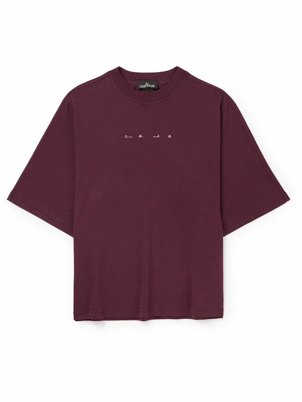 Photo: Stone Island Shadow Project - Printed Cotton-Jersey T-Shirt - Burgundy