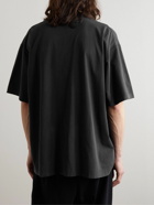 VETEMENTS - Oversized Embroidered Distressed Cotton-Jersey T-Shirt - Black