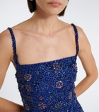 Là Fuori Crystal Midnight sequined silk minidress