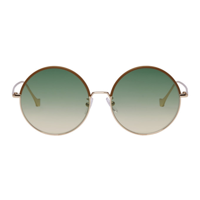 Loewe Brown and Gold Round Sunglasses Loewe