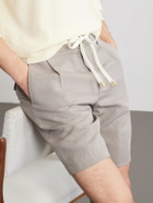 Eleventy - Wide-Leg Lyocell and Linen-Blend Twill Shorts - Gray