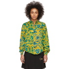 Versace Jeans Couture Green Leopard Barocco Print Shirt