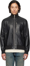 PS by Paul Smith Black Leather Bomber Jacket